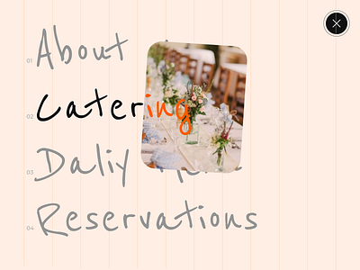 Interactive menu of a catering website beverage catering food menu navigation redesign restaurant webdesign
