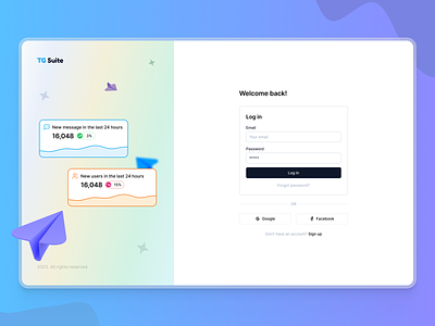 Log In / Sign Up - SaaS Welcome Screen clean create an account dashboard flat form illustration log in login paper planes password product design registration saas sign up splash screen telegram welcome screen white theme