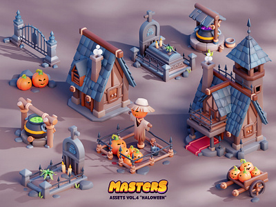 Masters Vol.4 3d blender 3dart blender cart dracula gameart halloween mobilegame pot pumpkin tomb wizard pot