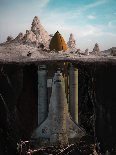Desert rocket graphic design photomanipulation