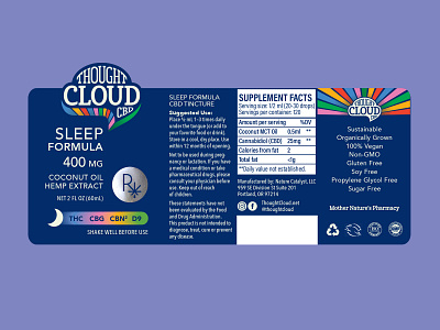 CBD Sleep Formula Drops - Tincture Label Design cbd brand cbd drops cbd label cloud branding cloud label rainbow label sleep formula tincture label