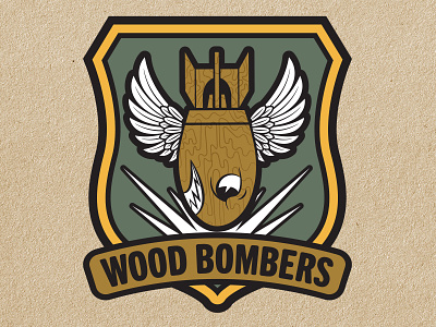Faux Bomber Squadron Insignia aviation bomber construction company graphic design illustration insignia logo logo design military vector illustration wood