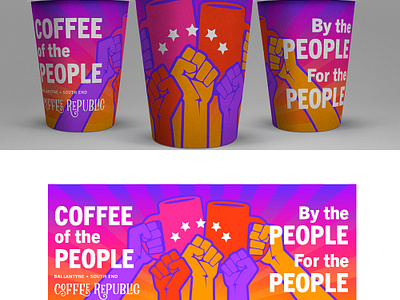 Revolution Coffee Cup Design and Illustration coffee coffee branding coffee cup design coffee graphic fist in the air propoganda raised fist revolution design