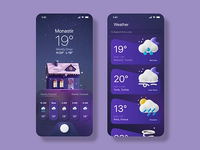 DailyUI 37: Weather App app application city dailyui dailyui037 dailyui37 design forecast rain typography ui ux weather wind