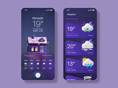 DailyUI 37: Weather App app application city dailyui dailyui037 dailyui37 design forecast rain typography ui ux weather wind