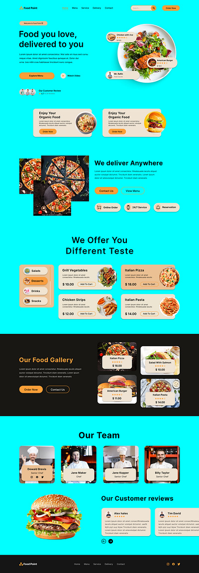 Restaurant leading page branding landing page product design ui