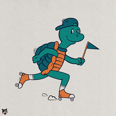 Turtle buddy cartoon illustration roller skating turtle vector