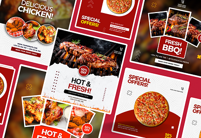Restaurant Flyers Social Media Posts brand identity fast food flyers graphic design restaurant flyer design social media post