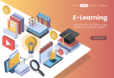 E-Learning Icon adobe illustration flat illustration illustration vector