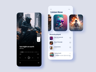 Music Player UI Concept application artists dark mode gradient graphic design ios lyrics minimal music music app music player play player playlist profile song ui ux