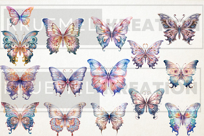 Butterfly Pastel Clipart - Different Sets butterfly clipart clipart digital sticker graphic design illustration pastel rainbow