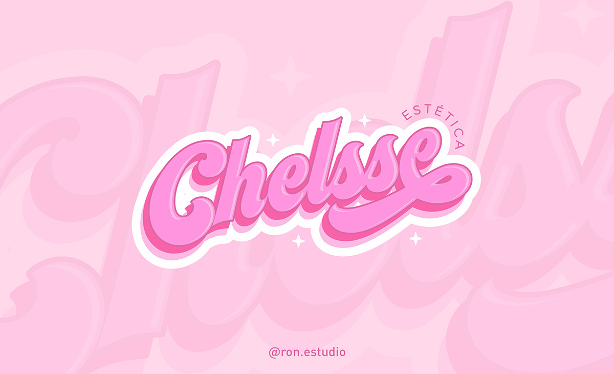 Chelsse Logo barbie beauty branding glow gold lashes logo pink stars woman