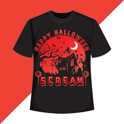 Halloween retro vintage t shirt design red