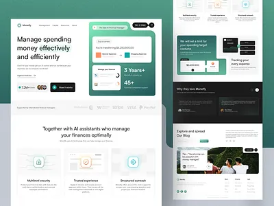 Monefly - AI Finance Manager Landing Page ai ai website artificial intelligence banking website clean desktop expense manager finance finance manager finance website fintech green landing page manage manager modern money popular website