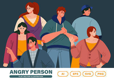 Angry Person Illustration Pack adobe illustration design flat illustration graphic design graphic illustration illustration vector