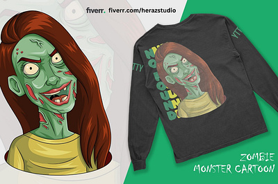 Potrait Zombie Monster Girl vector character