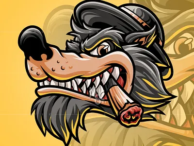 Wolf Head animals carnivore character cigarettes clothingbrand commission esports halloween illustration logo mafia mascot microstock monster nft nftartist nftcreator predator smoke wolf