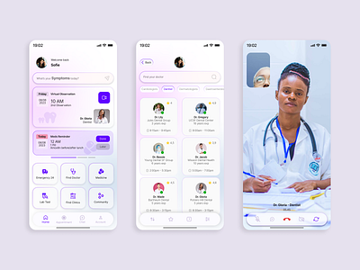 Virtual Healthcare Mobile App - Exploration Design app branding clean design doctor graphic design healthcare healthy illustration medical medicine minimal mobile mobile app ui ux vector videocall virtual white