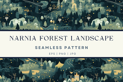 Enchanted Narnia Forest Seamless Pattern background design digital art graphic design illustration pattern seamless