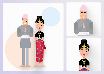 Illustration of a Nepali Girl and Boy 🇳🇵 dribbbleart figma figmadesign graphic design illustration nepal nepali nepaliboy nepaliculture nepaligirl vector