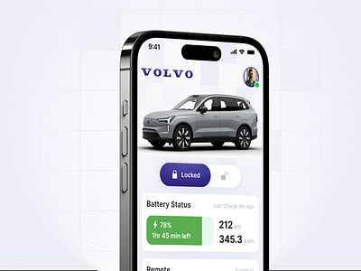 Volvo Car App - Concept animation automotive car app car platform charging app concept control app control dashboard dashboard design driving electric car electric car app ev app minimal design supercharger tesla ux ui vehicle volvo