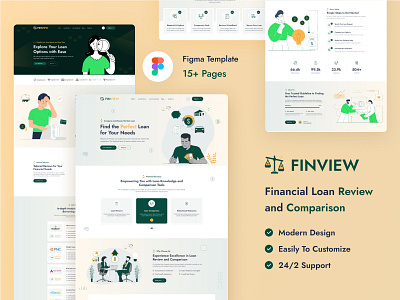 FINVIEW - Financial Loan Review and Comparison Figma Template branding graphic design loan logo ui