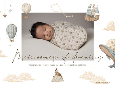 Baby collection. Illustrations & patterns baby collection dreams illustration surface design whale illustration