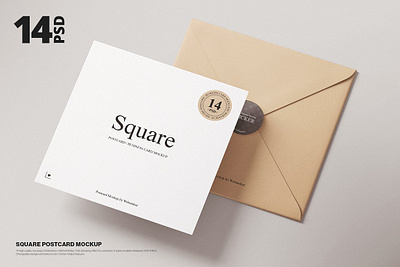 Square Postcard & Envelope Mockup webandcat