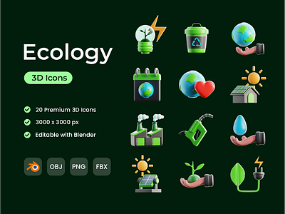 Ecology 3D Icon Pack 3d 3d icon 3d icons ecology ecology icon icon