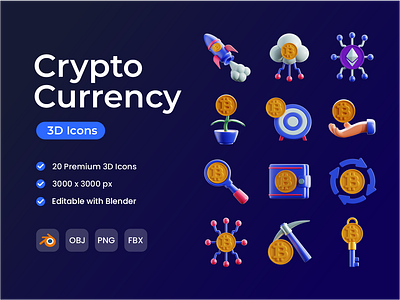 Cryptocurrency 3D Icon Pack 3d 3d icon 3d icons crypto cryptocurrency icon