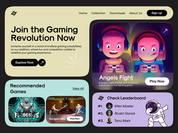 Gaming Landing Page Design by Muhammad Ali for Upnow Studio on Dribbble