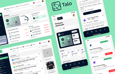 Talo- A job board platform UI Design analytics app card dashbaord homepage job mobile navigation tab ui ux