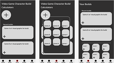 Universal dedicated video game character build calculator design ui ux wire wireframe