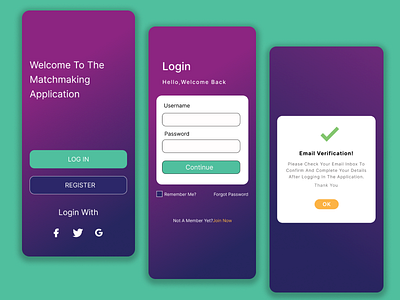 Login Sign up UI Design/with Email verify concept.