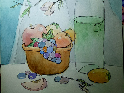 Still life painting with watercolor and pen drawing fruit flower line flower watercolor food watercolor fruit watercolor fruit watercolor illustration illustration ink and wash ink and watercolor line and wash line art still life still life art still life drawing still life illustration still life painting still life watercolor vietnam watercolor watercolour
