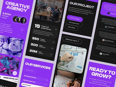 Digital Agency - Responsive Page Website agency agency website colorful creative agency dark mode digital agency header mobile website portfolio website purple responsive responsive layout responsive page responsive website ui uiux ux web webdesign website