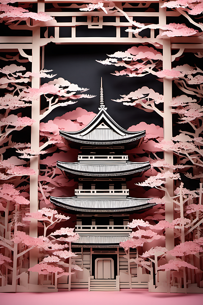 Sakura temple graphic design