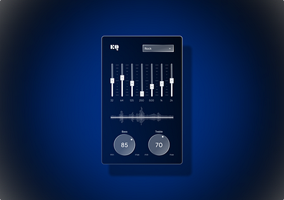 Music EQ design app dark dark theme design eq equaliser equalizer glassmorphism graph bar music music app music application product design product manager toggle ui design web