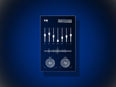 Music EQ design app dark dark theme design eq equaliser equalizer glassmorphism graph bar music music app music application product design product manager toggle ui design web