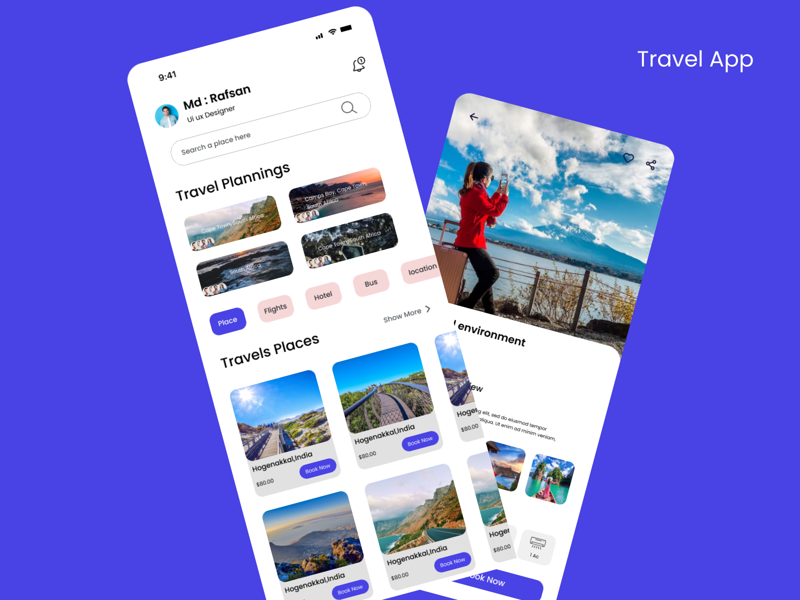 Easy Travel App Ui hotel book home screen UI design by Md Rasel on Dribbble