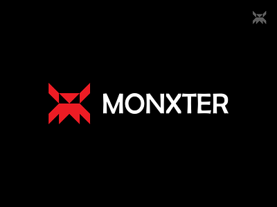 Monxter- Logo design, Geometric branding cool design geometric graphic design horror icon logo mark minimal monster red scary