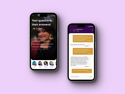 Student Ambassadors feature for a College App admissions ambassadors appdesign appdesign ui chatapp chatui college collegeapp ui