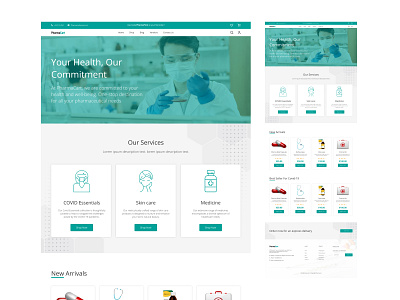 Pharmacy website chemist graphic design logo medicine pharmacy services ui website