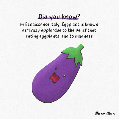 Eggplant known as crazy apple cartoon digital art digital illustration drawing eggplant fun fact illustration procreate