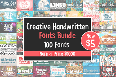 Creative Handwritten Fonts Bundle font font bundle fonts greeting cards handwritten kids book designs posters stickers typography