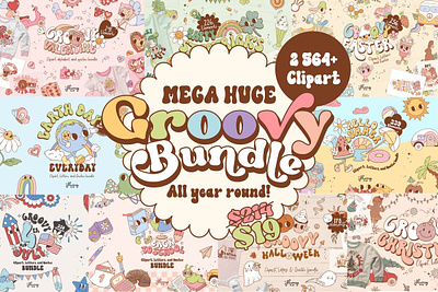 Retro Huge All-year Groovy Bundle back to school earth day graphics groovy 4th of july groovy christmas groovy easter groovy halloween groovy valentine happy st. patricks day hello summer illustration patterns