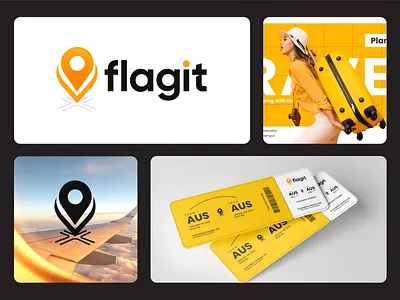 Flagit Logo adventure airplane airport branding flag logo journey logo logodesign logos simple summer tour tourism travel travel logo traveling