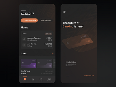 Banking app concept app design banking dark theme mobile product design ui ux