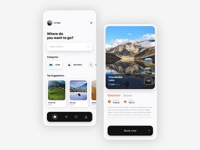 Travel app concept app design light theme mobile interface product design travel ui ux