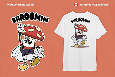 Vintage Mascot Shroomin Cartoon Character art